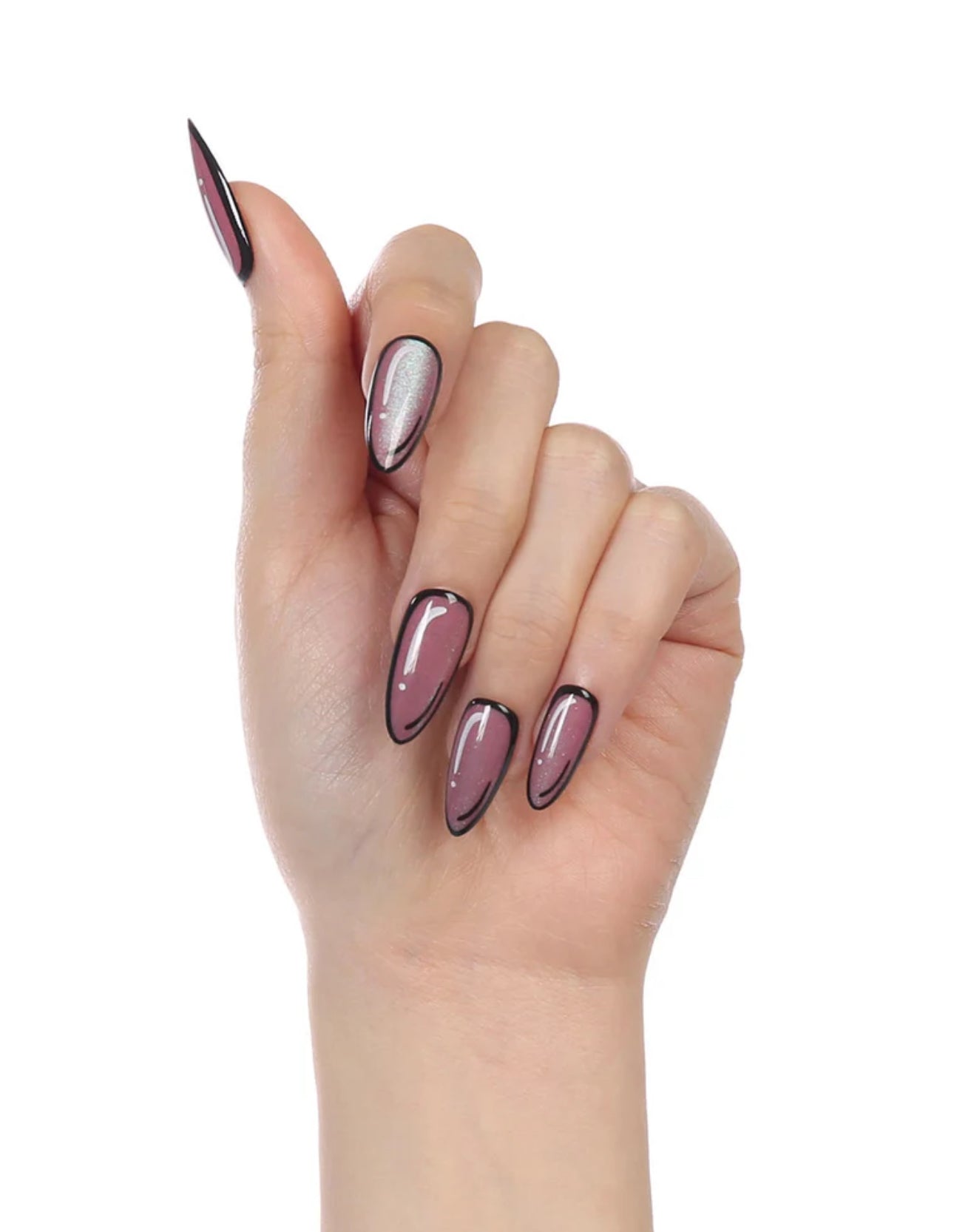 Clawtoon Press On Nails - Almond Long Pink