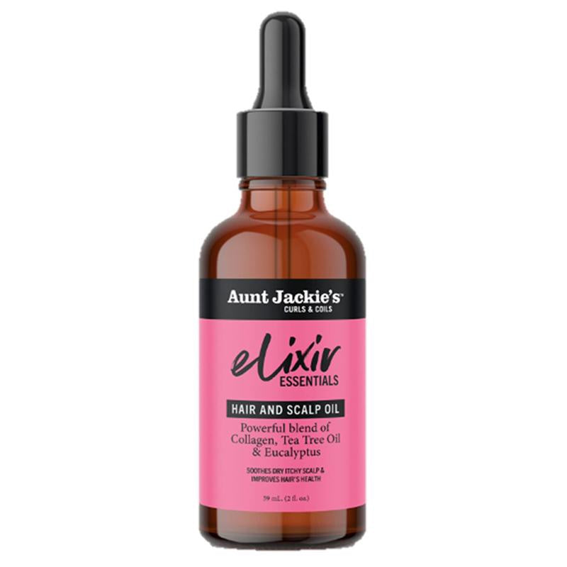 Aunt Jackie's Elixir Essentials Collagen & Tea Tree Hair & Scalp Oil 2 OZ - Hydrating Oil for Scalp Health, Soothes Dry Scalp & Prevents Breakage