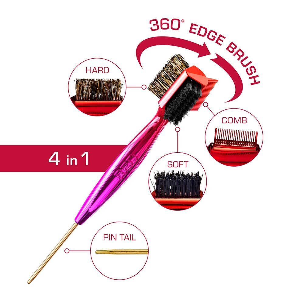 4-in-1 360 Edge Brush with Rat Tail