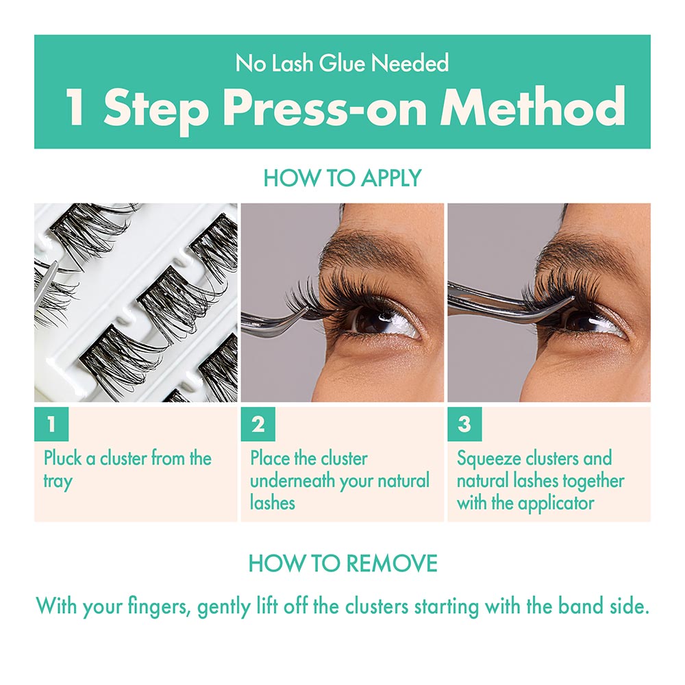 Press-On Lash Clusters: Easy Press & Go Pre-Glued Eyelash Solution
