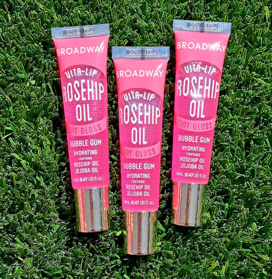 Broadway Vita-Lip Rosehip Oil Tinted Lipgloss 3pcs - Baby Pink, Bubble Gum, Nude Pink Hydrating with Rosehip & Jojoba Oils