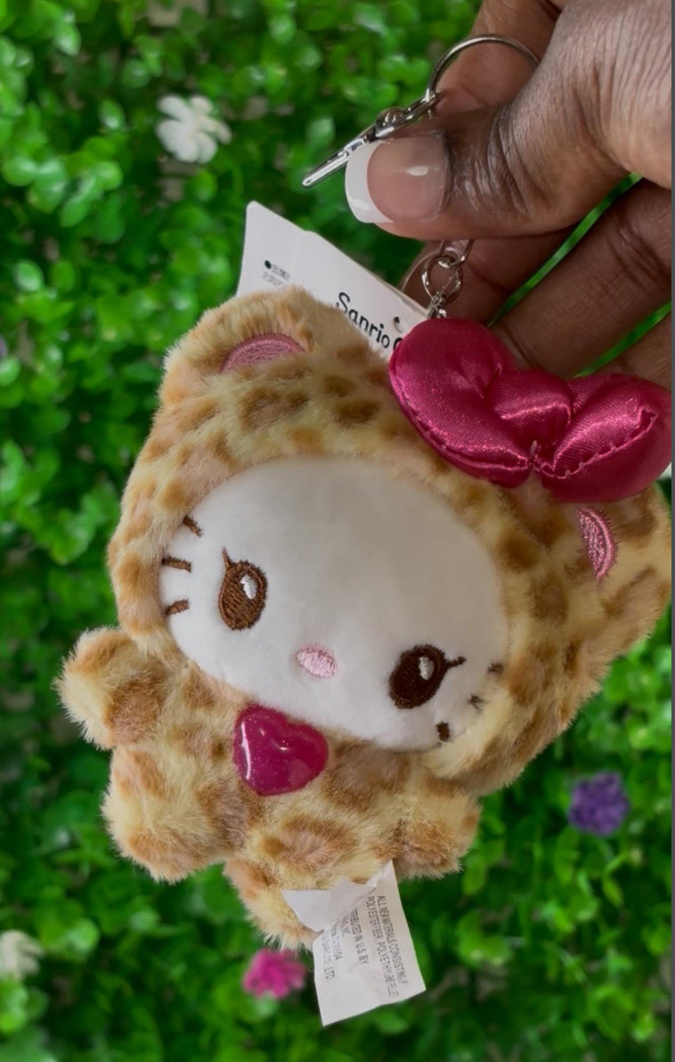 Kawaii Cat Keychain, Pink Bow, Acrylic Bag Charm