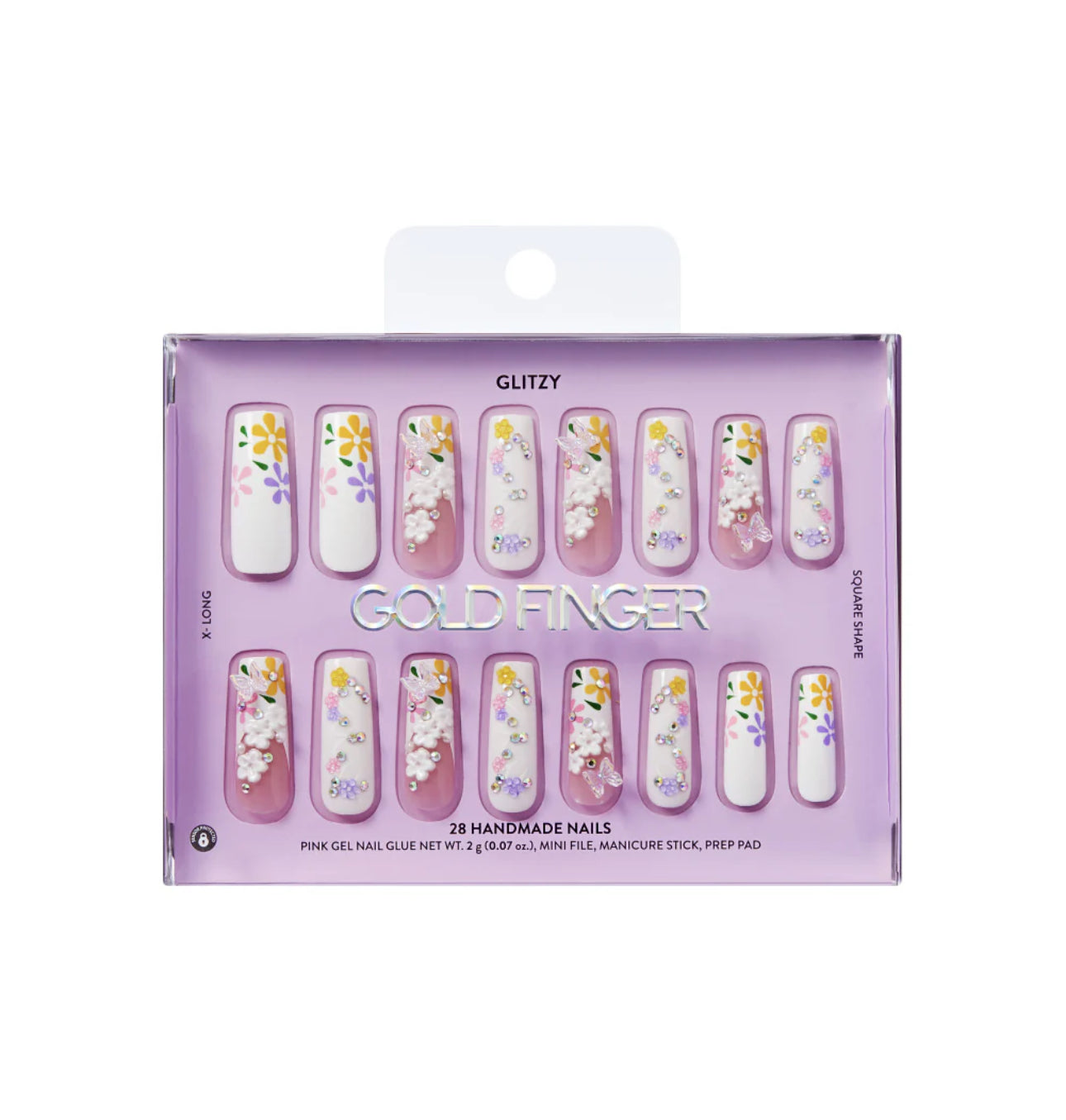 Gold Finger Glitzy 3D Handmade Press-On Nails