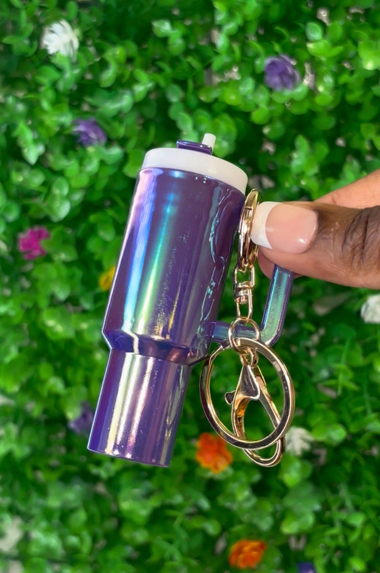 Mini Tumbler Cup Keychains Iridescent Design with Straw and Key Ring for Purses Keys & More Perfect for On-the-Go Style
