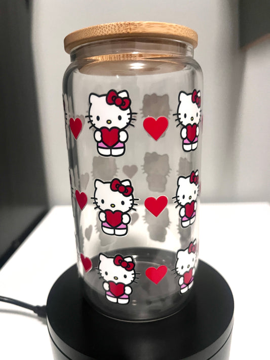 Hello Valentine Tumbler Cup W/ Straw UV DTF Cup Wrap- Water Bottles for Drinking and Enjoyment - Drinkware