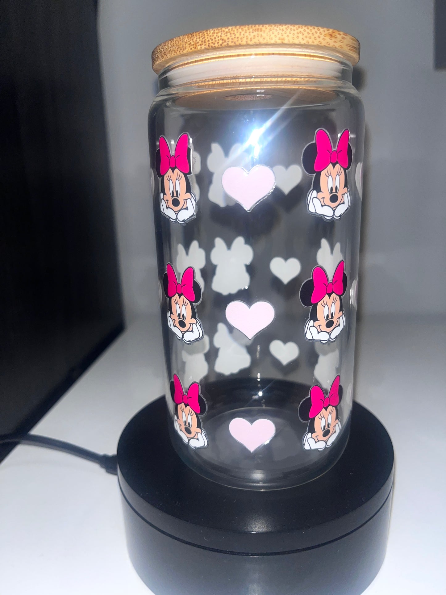 Minnie Bow Valentine Tumbler Cup UV DTF Wrap with Straw - Versatile Water Bottles for Special Occasions - Drinkware