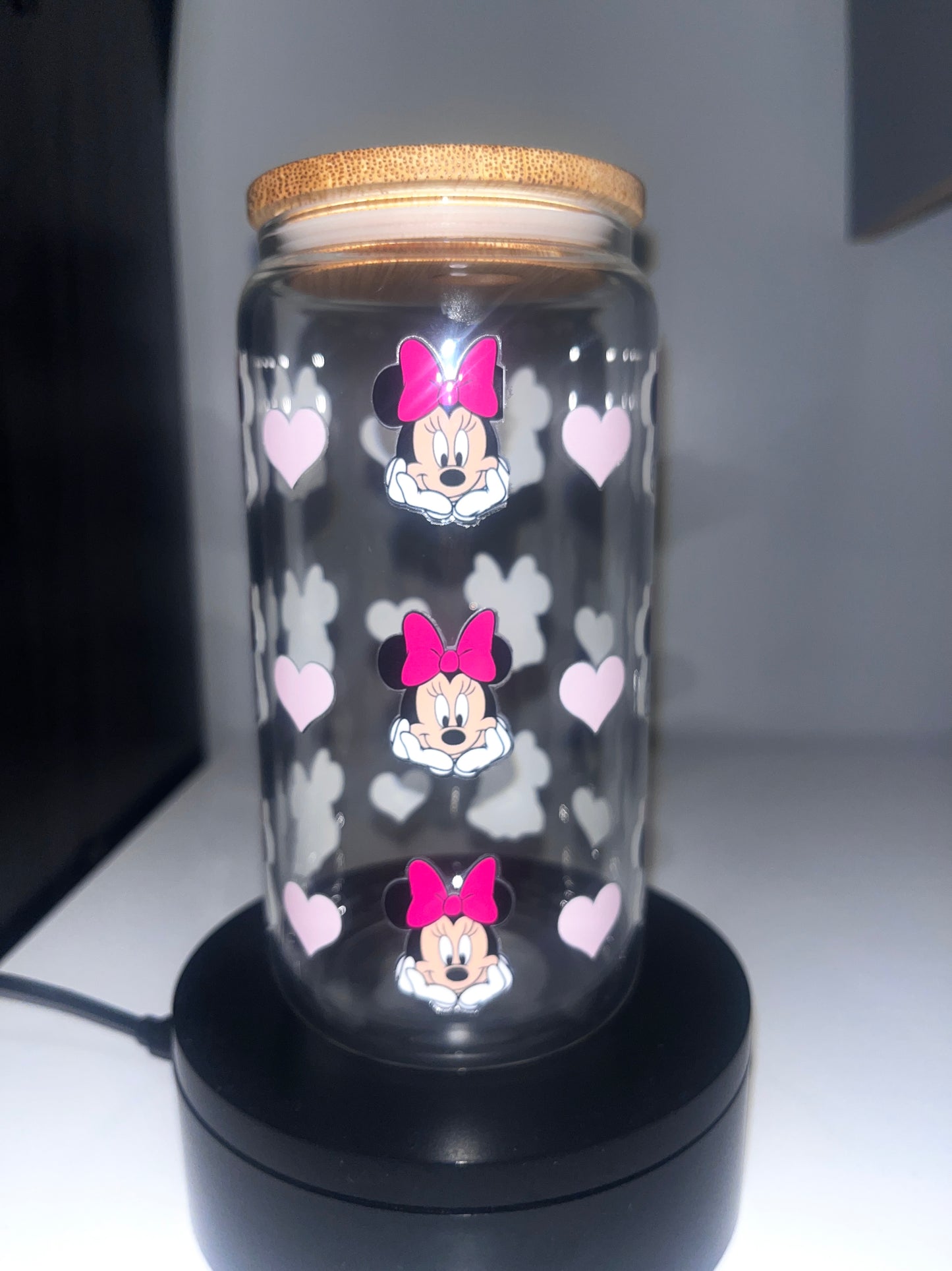 Minnie Bow Valentine Tumbler Cup UV DTF Wrap with Straw - Versatile Water Bottles for Special Occasions - Drinkware