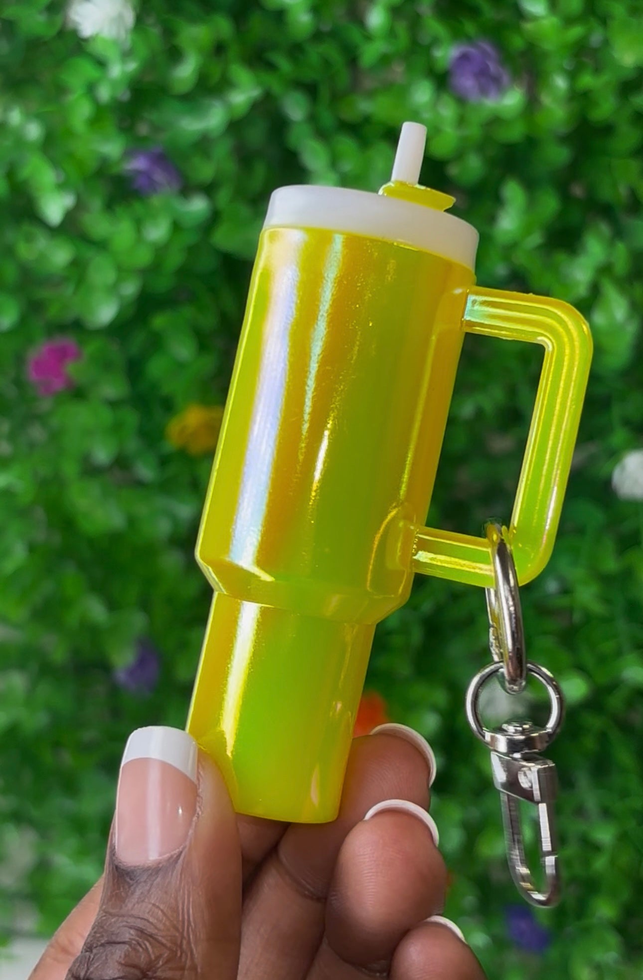 Mini Tumbler Cup Keychains Iridescent Design with Straw and Key Ring for Purses Keys & More Perfect for On-the-Go Style