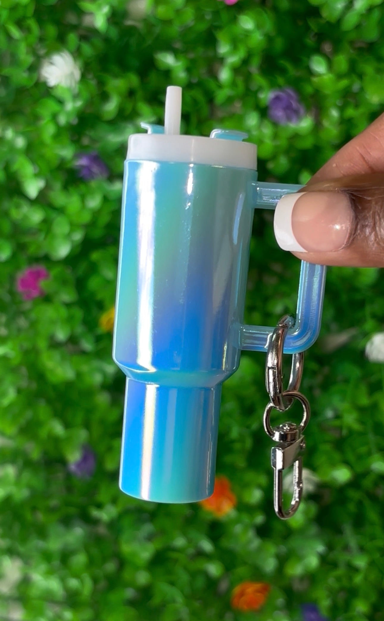 Mini Tumbler Cup Keychains Iridescent Design with Straw and Key Ring for Purses Keys & More Perfect for On-the-Go Style