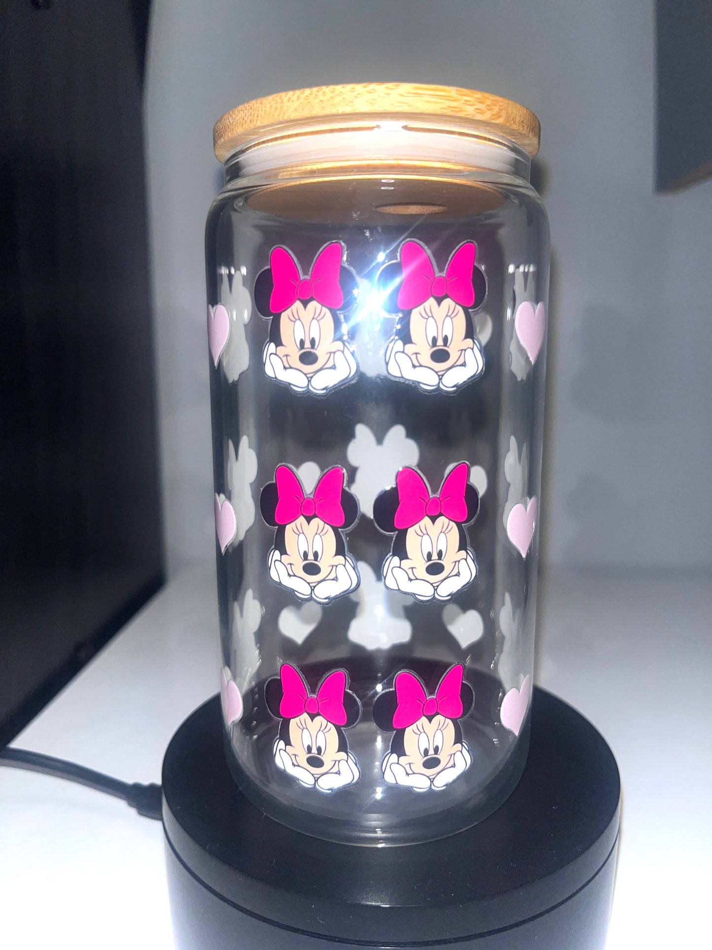 Minnie Bow Valentine Tumbler Cup UV DTF Wrap with Straw - Versatile Water Bottles for Special Occasions - Drinkware