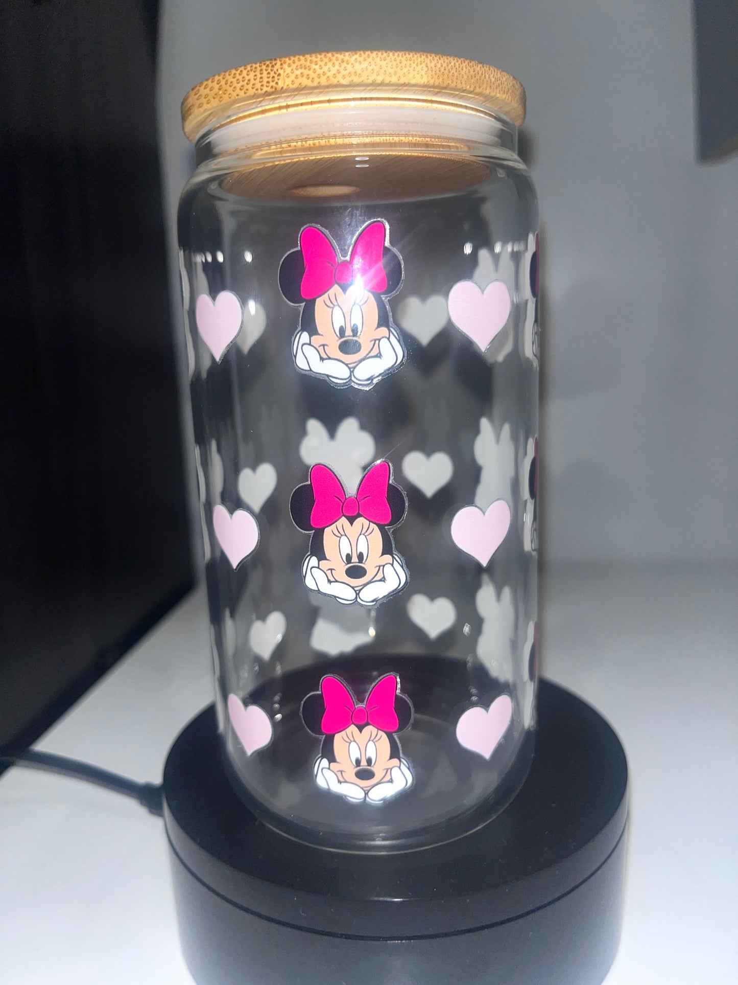 Minnie Bow Valentine Tumbler Cup UV DTF Wrap with Straw - Versatile Water Bottles for Special Occasions - Drinkware