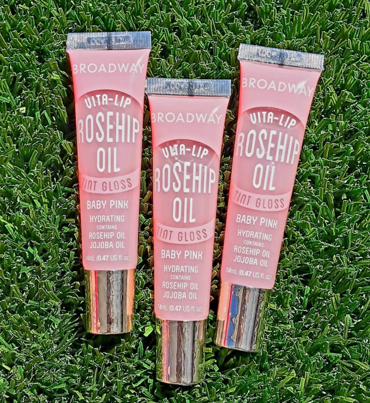 Broadway Vita-Lip Rosehip Oil Tinted Lipgloss 3pcs - Baby Pink, Bubble Gum, Nude Pink Hydrating with Rosehip & Jojoba Oils