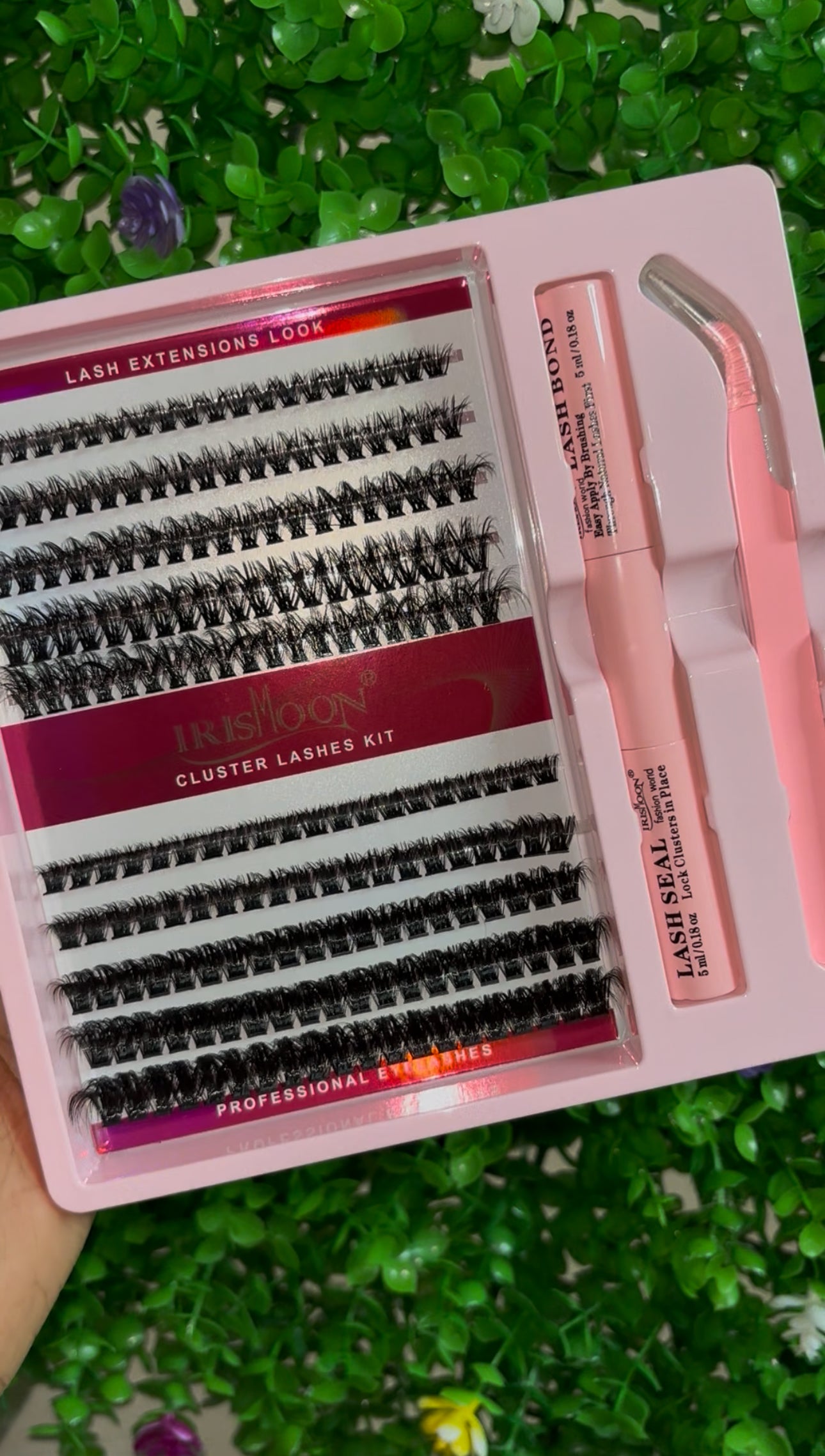 IrisMoon Cluster Eyelash Kit 10 Rows with Clusters Lash Applicator and Clusters Lash Band & Seal for Enhanced Look