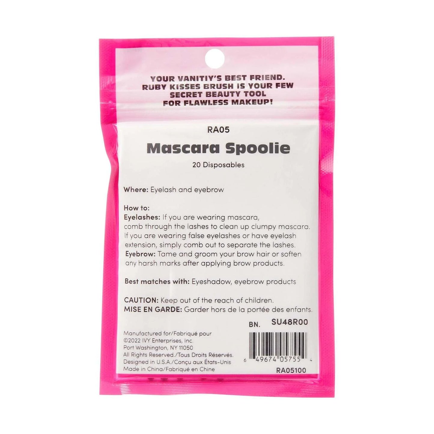 Ruby Kisses Spoolie Makeup Accessories 20 Disposable Mascara Spoolie