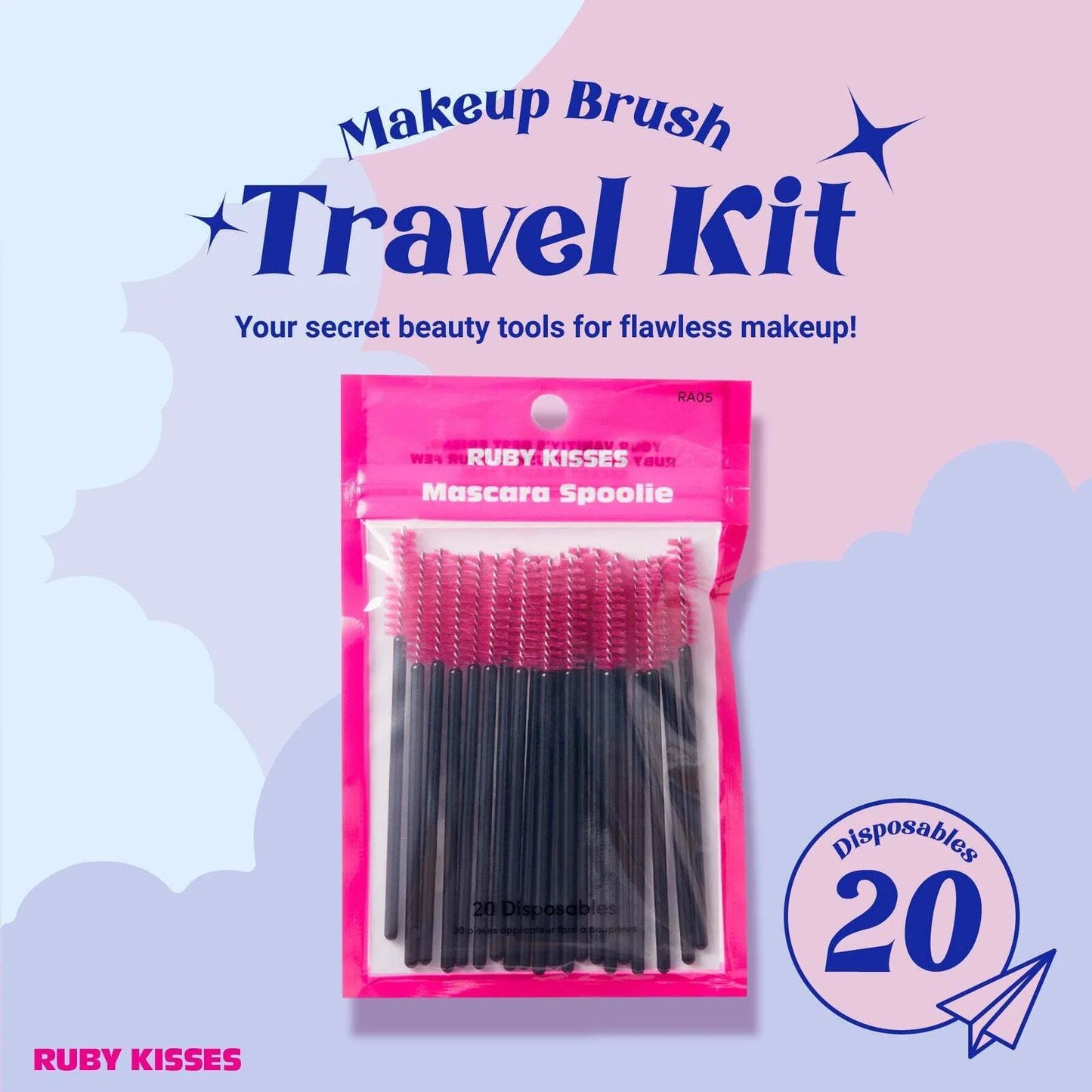 Ruby Kisses Spoolie Makeup Accessories 20 Disposable Mascara Spoolie