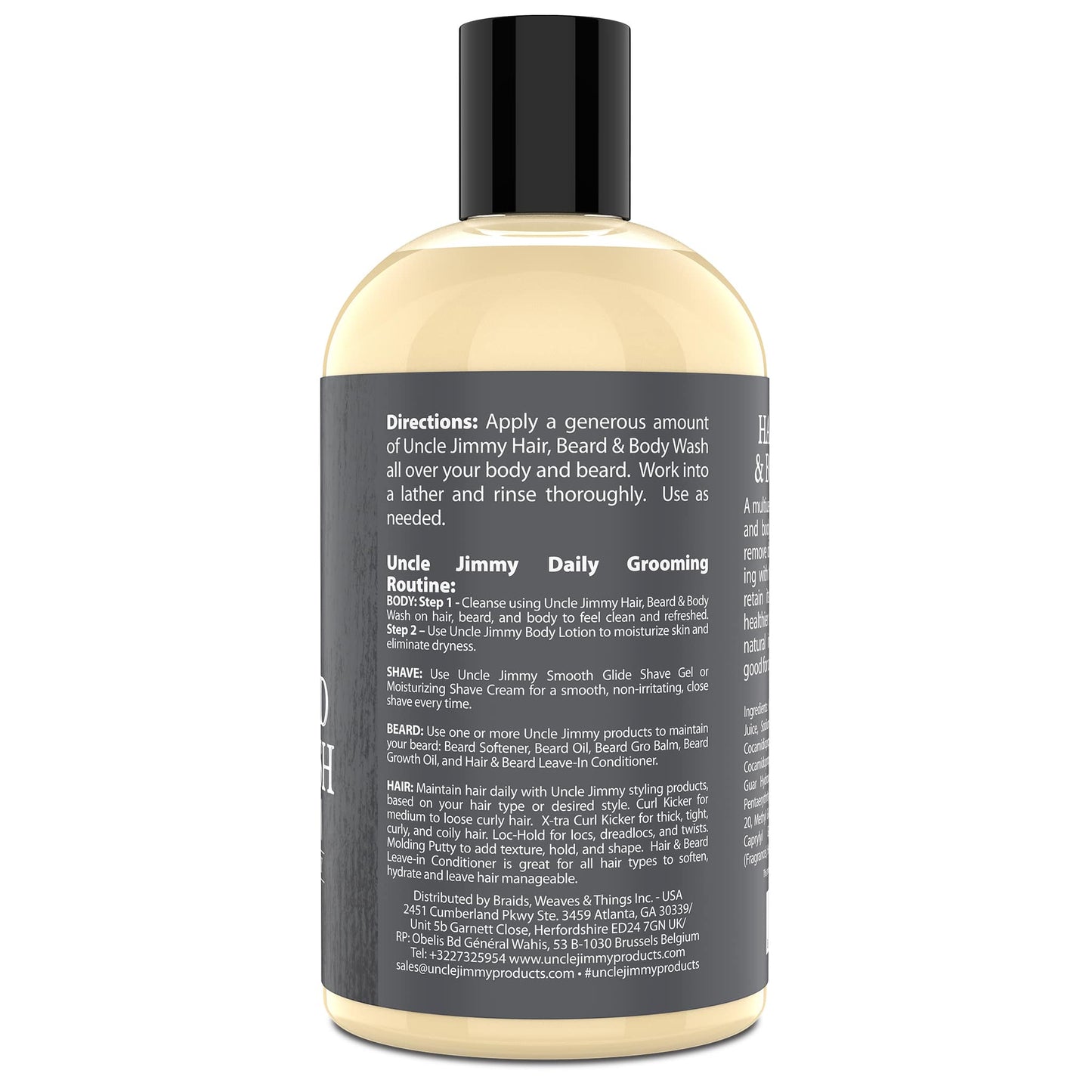 Uncle Jimmy Hair, Beard & Body Wash 12oz