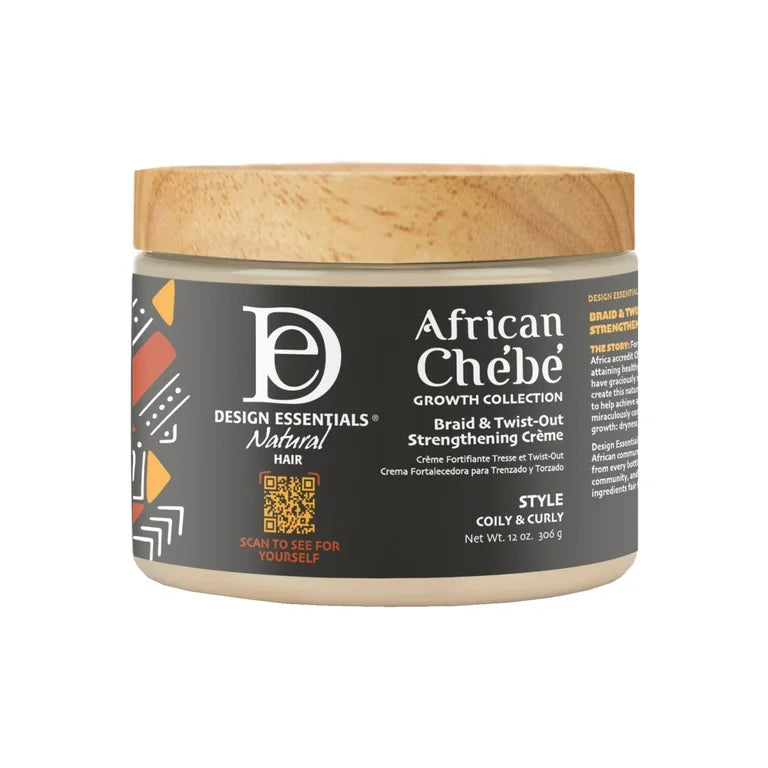 Design Essentials Chebe Braid & Twist Out Styling Hair Crème 12oz., Coily and Curly Hair, Moisturizing