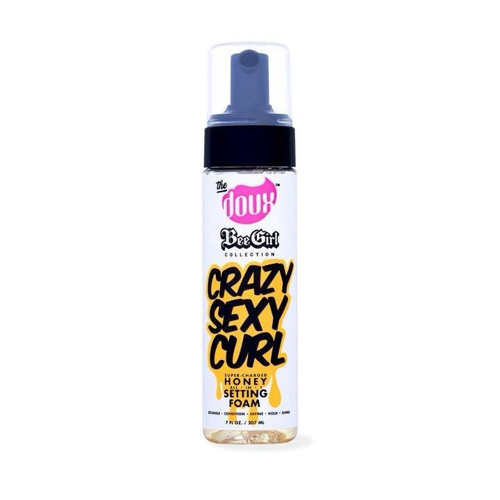 Doux Honey Bundle Set - Ladies First Shampoo & Super Sonic Conditioner with CrazySexyCurl Foam Mousse & Honey Shine Mist Spray with Shampoo Brush