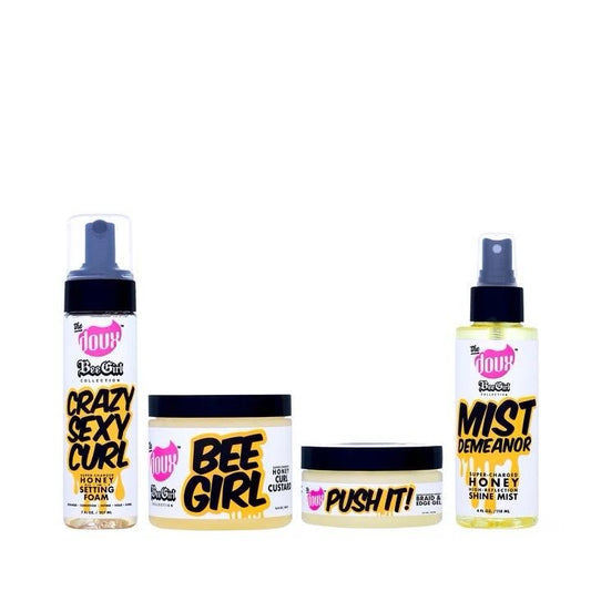 The Doux BEE-GIRL STYLER BUNDLE Setting Foam Mousse + Curl custard + Braid & Edge + Shine mist Haircare