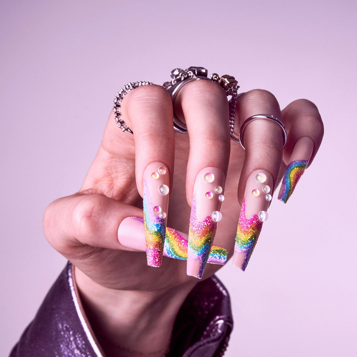 Gold Finger Glitzy 3D Handmade Press-On Nails