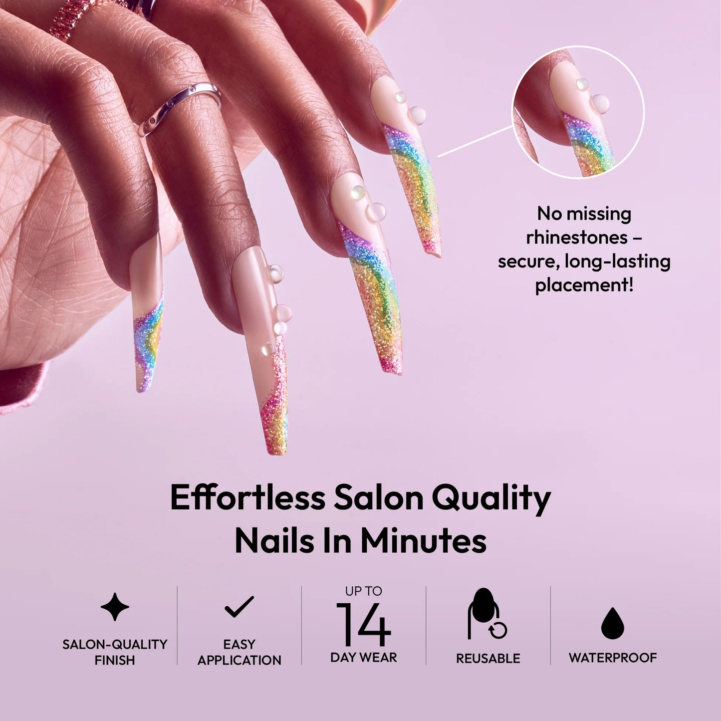 Gold Finger Glitzy 3D Handmade Press-On Nails