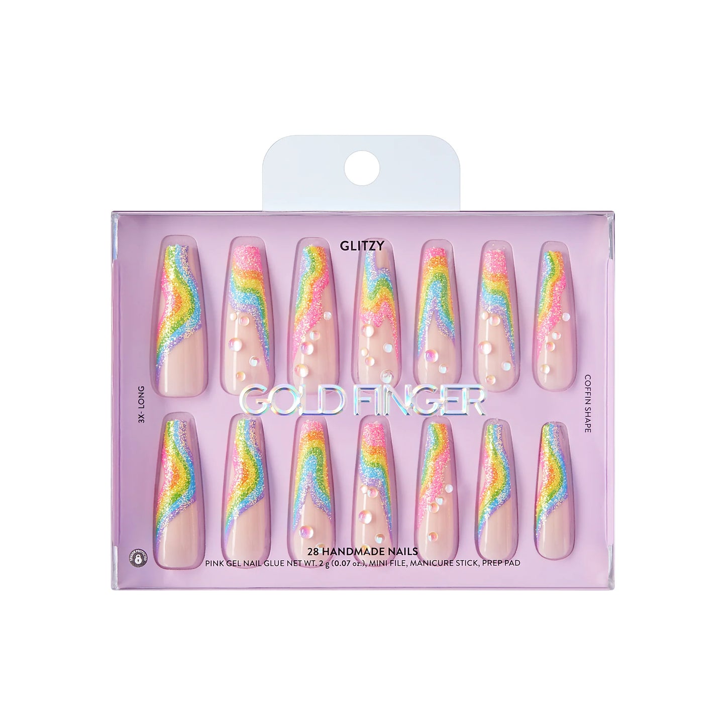 Gold Finger Glitzy 3D Handmade Press-On Nails