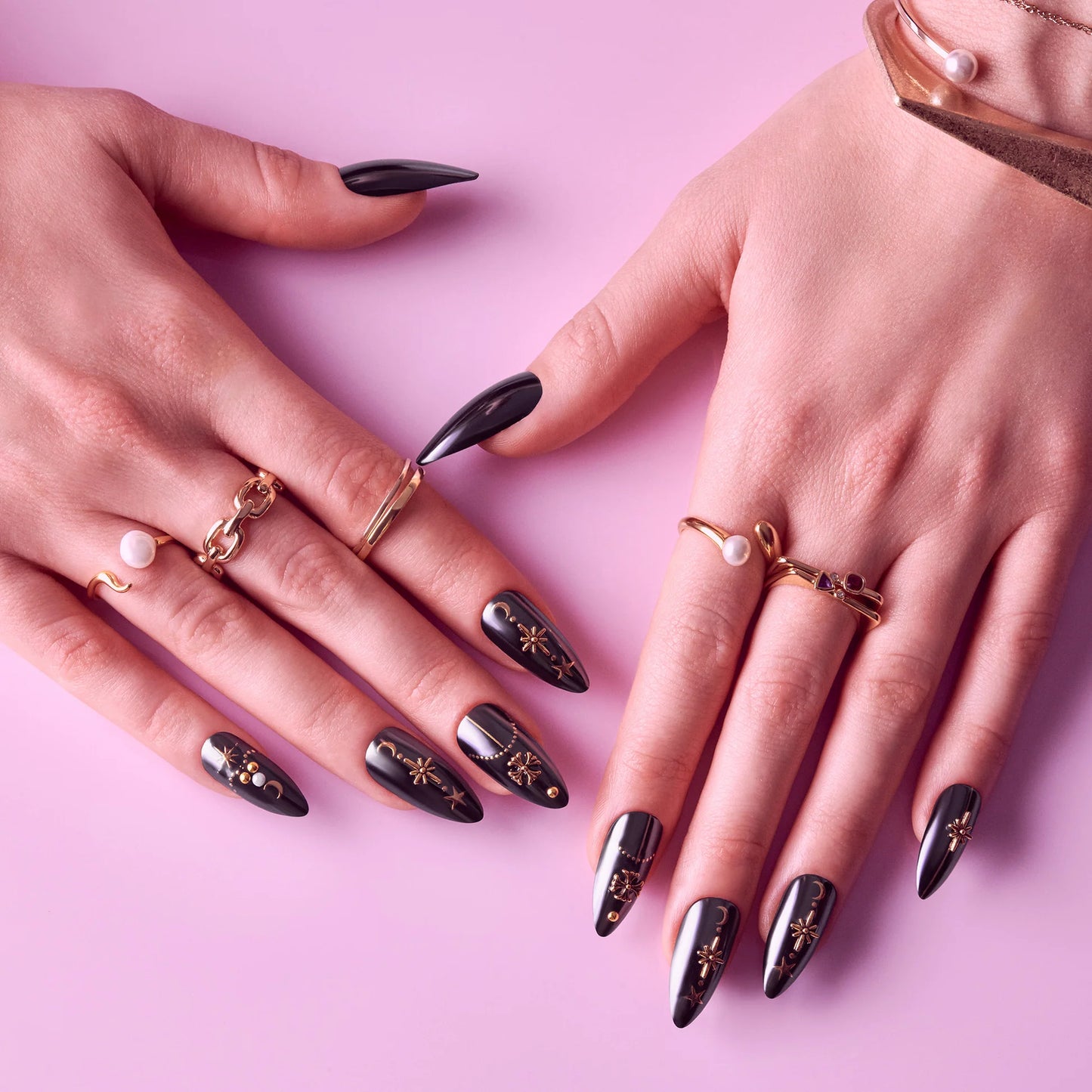Gold Finger Glitzy 3D Handmade Press-On Nails