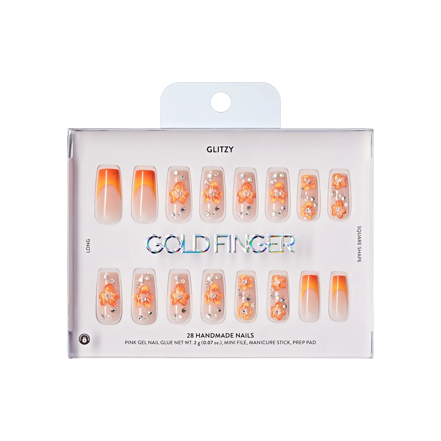 Gold Finger Glitzy 3D Handmade Press-On Nails