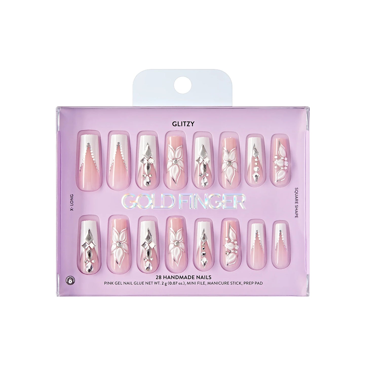 Gold Finger Glitzy 3D Handmade Press-On Nails