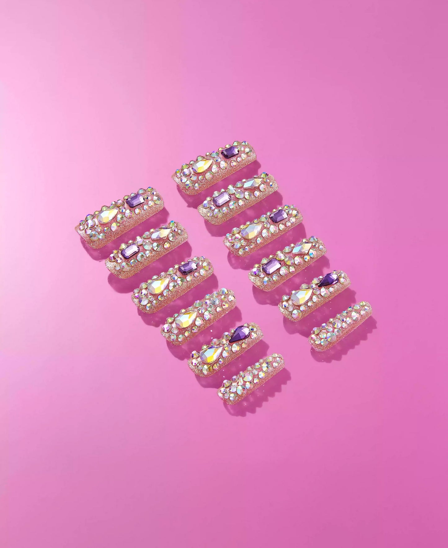 Gold Finger Glitzy 3D Handmade Press-On Nails