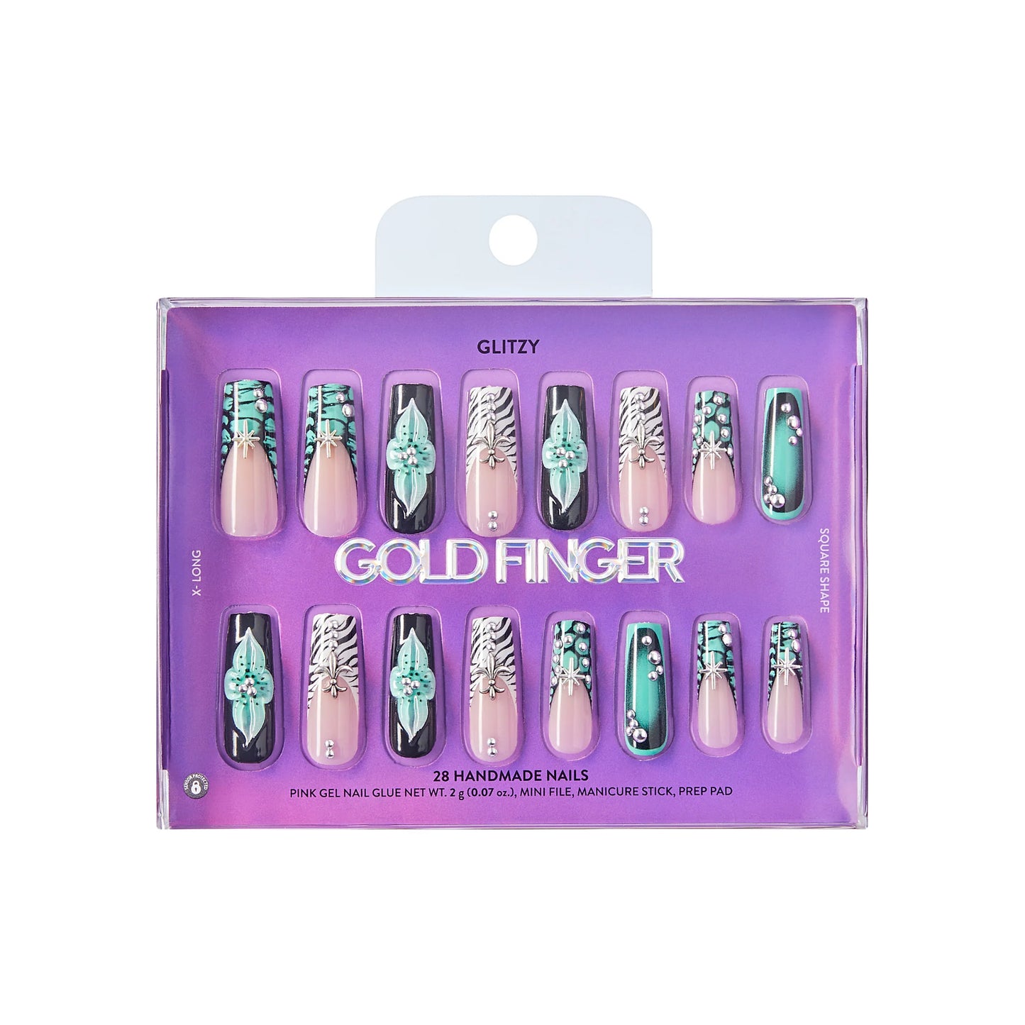 Gold Finger Glitzy 3D Handmade Press-On Nails