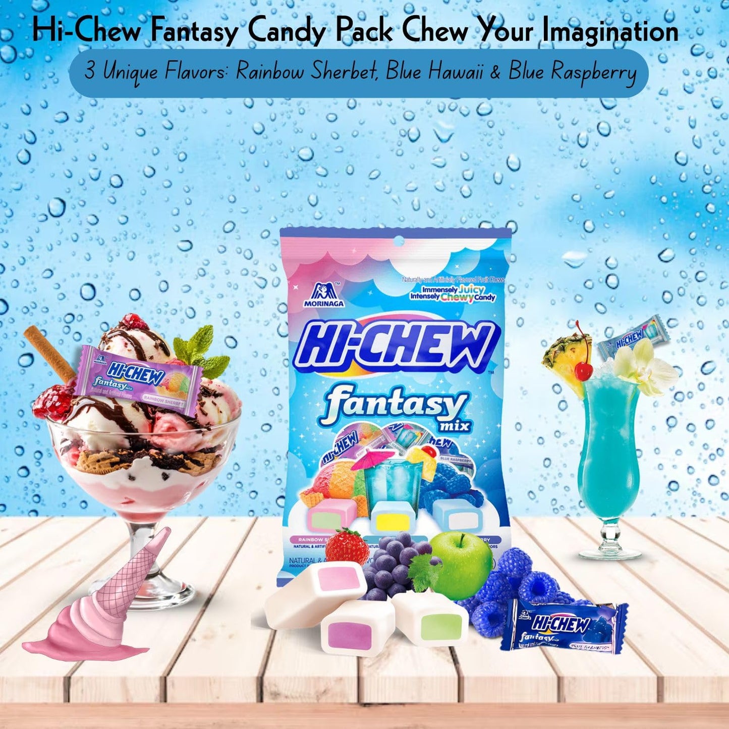 Hi Chew Candy Variety Mix, Pack of 4 Bags – 12 Flavor Assortment of Soft & Chewy Fruit Candy – Includes Fantasy Mix, Sweet & Sour, Berry, and Dessert Flavors – Individually Wrapped for Sharing & Snacking
