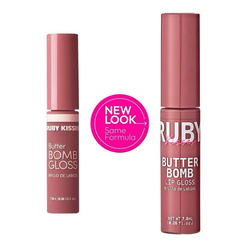 Ruby Kisses Lip Gloss Butter Bomb Gloss Non-Sticky Lip Gloss with Vitamin E Natural Nude Lip Makeup 7.8mL 0.26 US fl oz Glossy Cosmetic