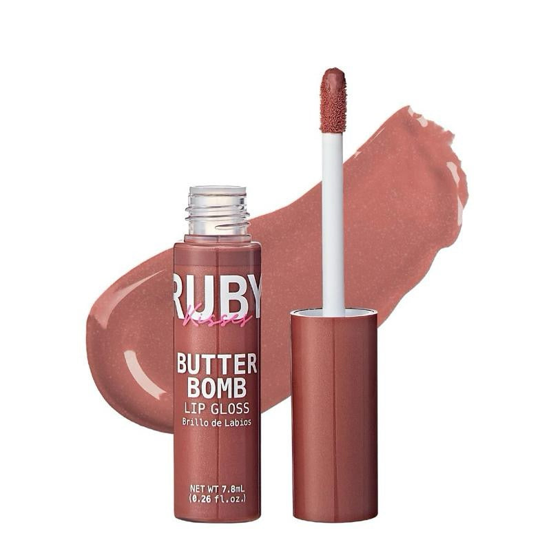 Ruby Kisses Lip Gloss Butter Bomb Gloss Non-Sticky Lip Gloss with Vitamin E Natural Nude Lip Makeup 7.8mL 0.26 US fl oz Glossy Cosmetic