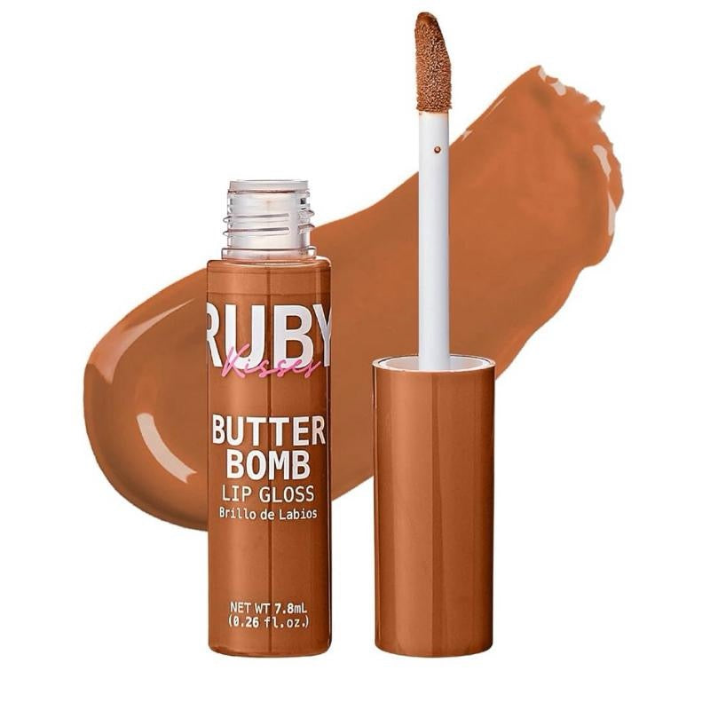 Ruby Kisses Lip Gloss Butter Bomb Gloss Non-Sticky Lip Gloss with Vitamin E Natural Nude Lip Makeup 7.8mL 0.26 US fl oz Glossy Cosmetic