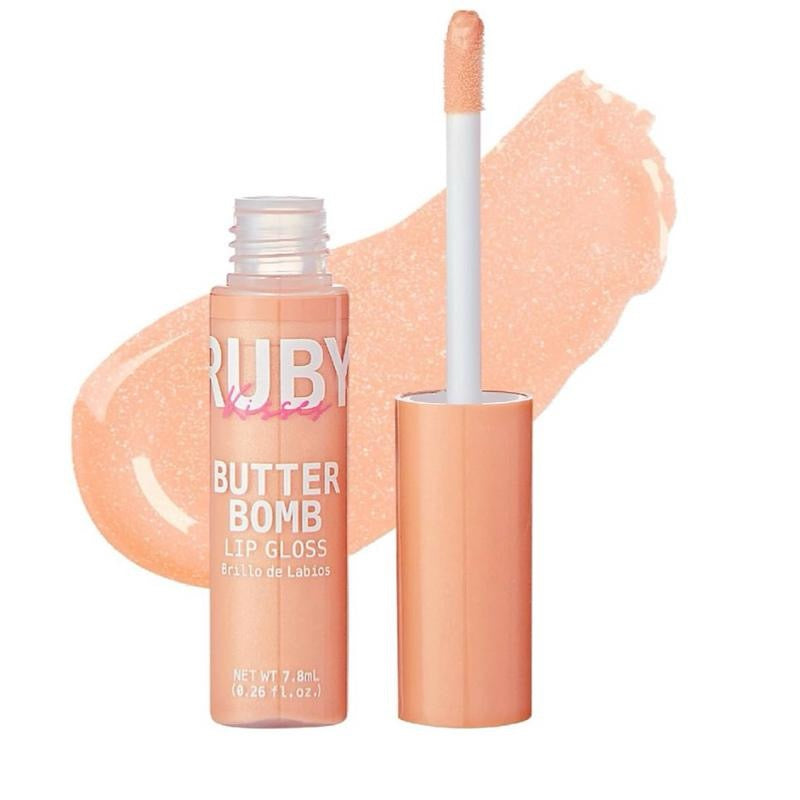 Ruby Kisses Lip Gloss Butter Bomb Gloss Non-Sticky Lip Gloss with Vitamin E Natural Nude Lip Makeup 7.8mL 0.26 US fl oz Glossy Cosmetic