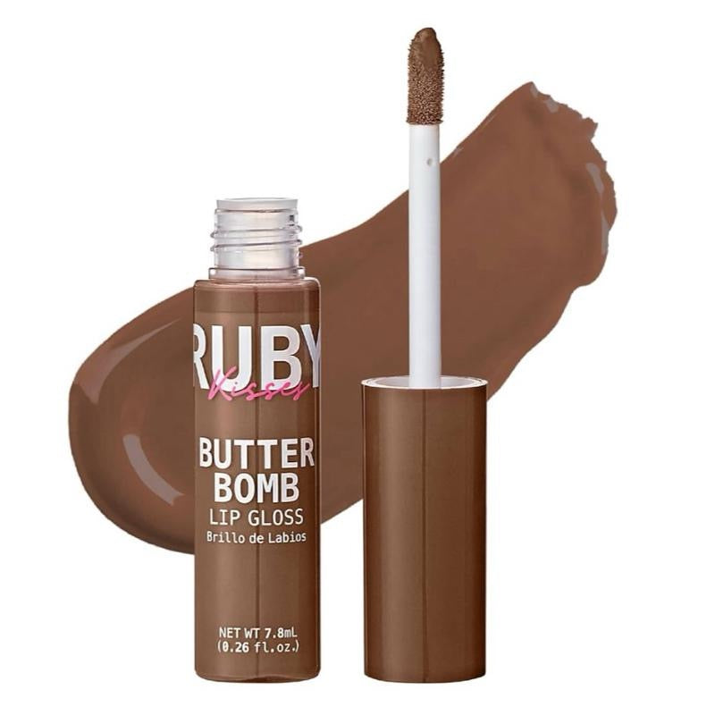 Ruby Kisses Lip Gloss Butter Bomb Gloss Non-Sticky Lip Gloss with Vitamin E Natural Nude Lip Makeup 7.8mL 0.26 US fl oz Glossy Cosmetic