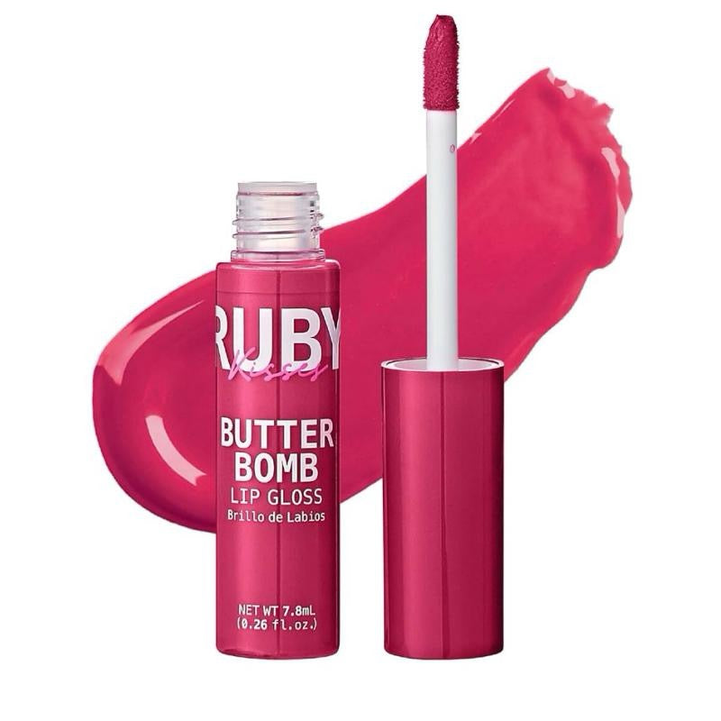 Ruby Kisses Lip Gloss Butter Bomb Gloss Non-Sticky Lip Gloss with Vitamin E Natural Nude Lip Makeup 7.8mL 0.26 US fl oz Glossy Cosmetic