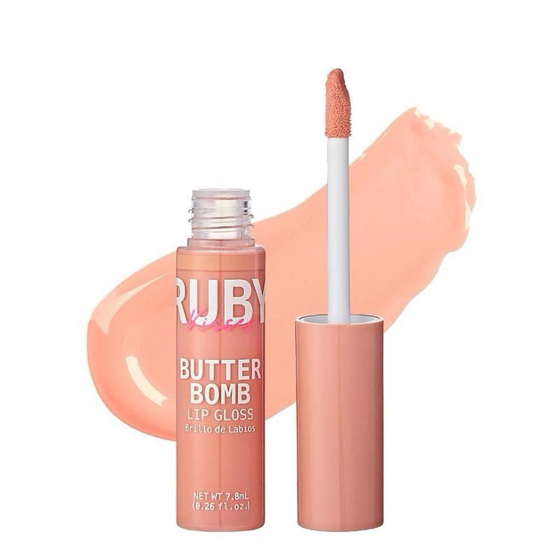 Ruby Kisses Lip Gloss Butter Bomb Gloss Non-Sticky Lip Gloss with Vitamin E Natural Nude Lip Makeup 7.8mL 0.26 US fl oz Glossy Cosmetic