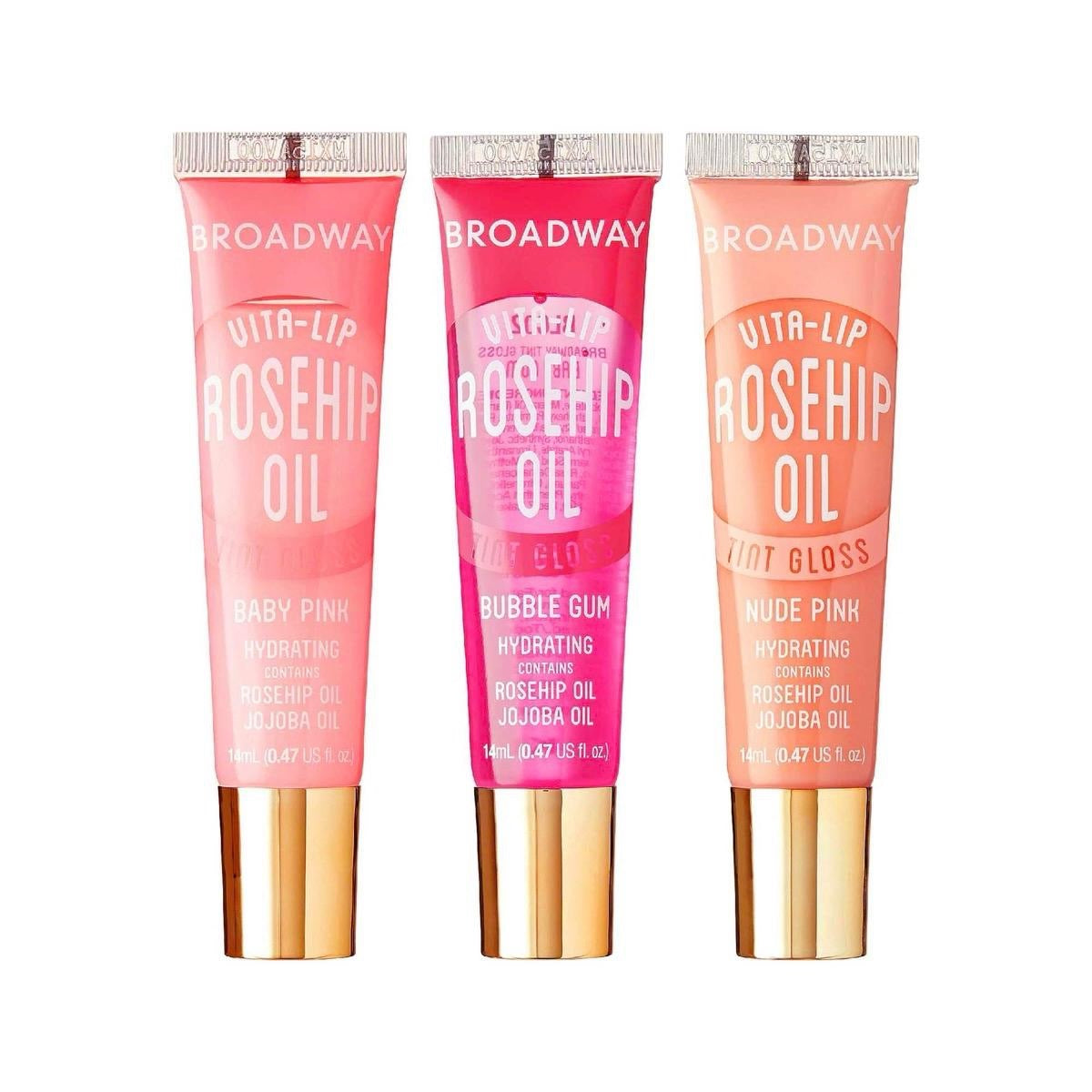 Broadway Pink Lip Tinted Set (3 pcs) - Bubble Gum, Baby Pink, Nude Pink gloss glossy lip