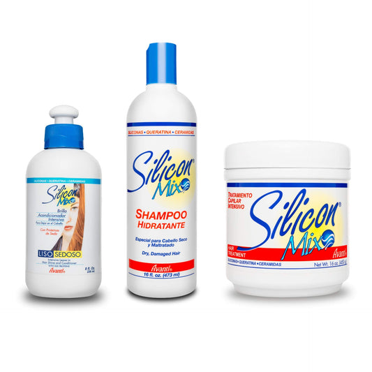 Silicon Mix Shampoo + Conditioner & Leave In Treatment Set for Dry Damaged Hair Care Products