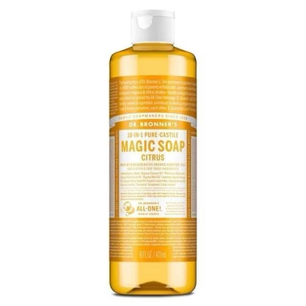 Dr. Bronner's Magic Pure Castile Liquid Soap Bodywash Citrus 16 fl oz Skincare - Organic Orange Lemon Lime Oils Cruelty-Free
