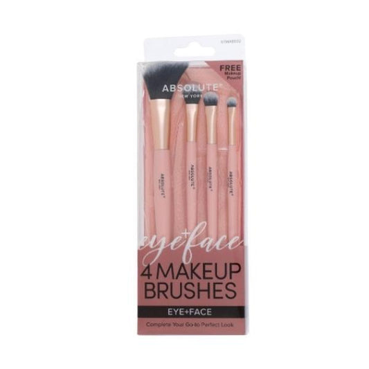 Absolute 4pcs Pink Makeup Brushes Set of 4 in Pink Packaging - Perfect for Various Makeup Techniques - Valentines Day Gift