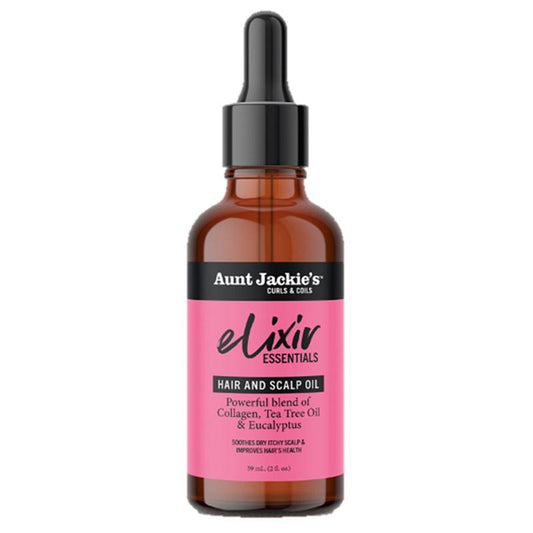 Aunt Jackie's Elixir Essentials Collagen & Tea Tree Hair & Scalp Oil 2 OZ - Hydrating Oil for Scalp Health, Soothes Dry Scalp & Prevents Breakage