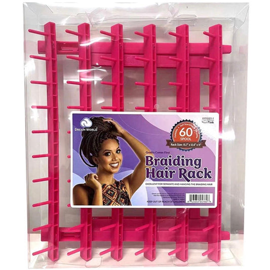 Dream World Pink Braiding Hair Rack - Non-Wooden Plastic for Easy Hair Styling, 60-Spool System, Convenient Design for Various Styles - Haircare