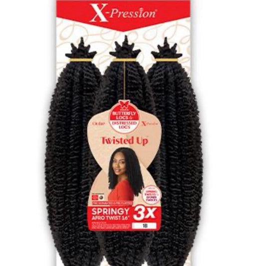 X-Pression Twisted Up 3X Springy Afro Twist 16" Synthetic Hair Crochet Braids - 100% Kanekalon Braiding Hair for Easy Installation
