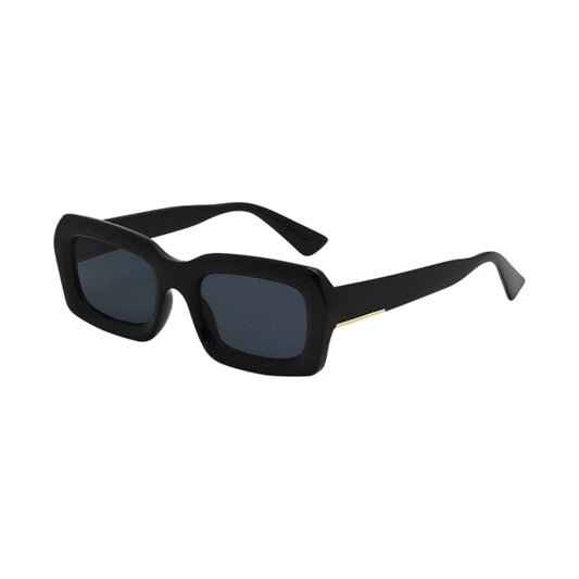 Classic Rectangular Black Sunglasses #59 - Classic Design with Curved Frame and Black Color