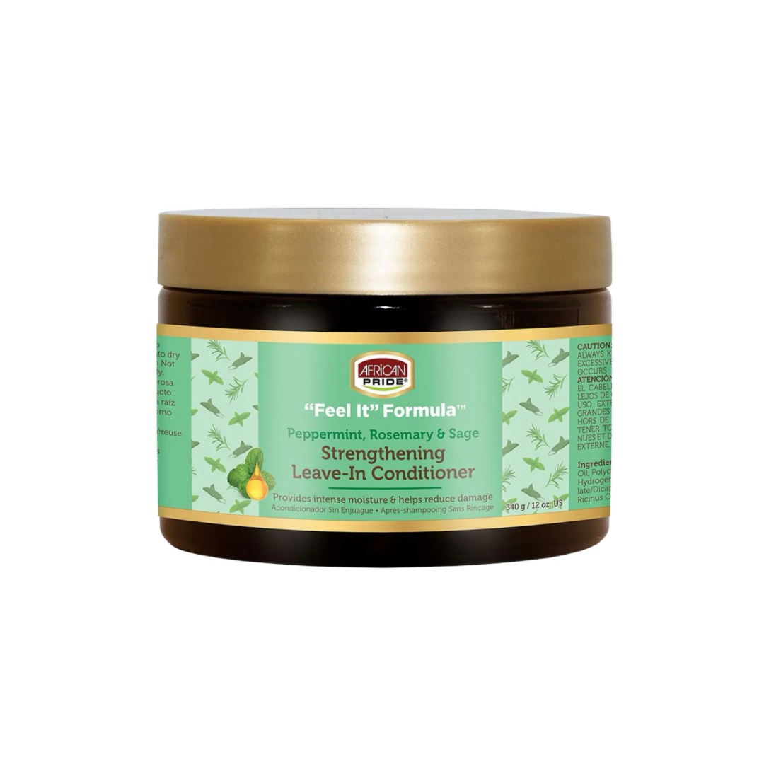 African Pride Feel It Formula Strengthening Leave-In Conditioner 12.0 OZ Haircare with Peppermint, Rosemary & Sage for Moisture and Damage Reduction