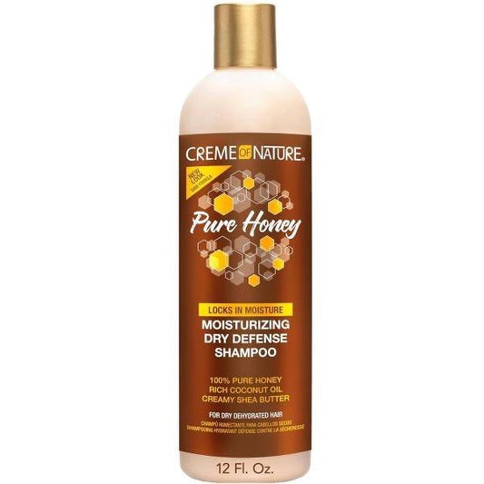Creme of Nature Pure Honey Moisturizing Dry Defense Shampoo, 12 oz - For Dry Hair Haircare Moisture