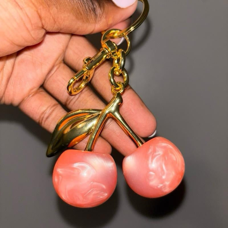 Glitter Cherry Keychain – Sparkling Resin Bag Charm